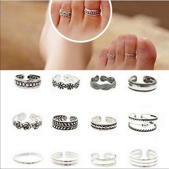 NWT Vintage Boho Inspired Set of 6 toe rings - Picture 2 of 7